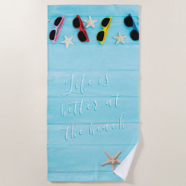 カスタムターコイズウッドウィズウィズサングラスサマー ビーチタオル