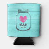カスタムターコイズウッドメイソン結婚ジャー缶クーラー 缶クーラー (正面)