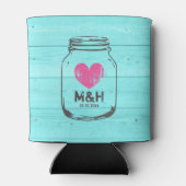 カスタムターコイズウッドメイソン結婚ジャー缶クーラー 缶クーラー (裏面)