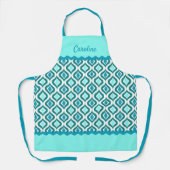 カスタムターコイズティール(緑がかった色)ブルーグリーンエッジパターン エプロン (正面)