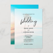 カスタムターコイズビーチフォト結婚式招待状 招待状 (正面/裏面)