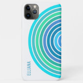 カスタムターコイズブルーグリーンバイオレットホワイトストライプズ Case-Mate iPhoneケース (裏面)