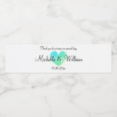 カスタムターコイズブルーヴィンテージ結婚ハート ペットボトルラベル (シングルラベル)