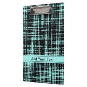 カスタムターコイズ及び黒抽象芸術パタストライプーン クリップボード (左)