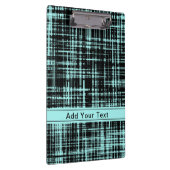 カスタムターコイズ及び黒抽象芸術パタストライプーン クリップボード (右)