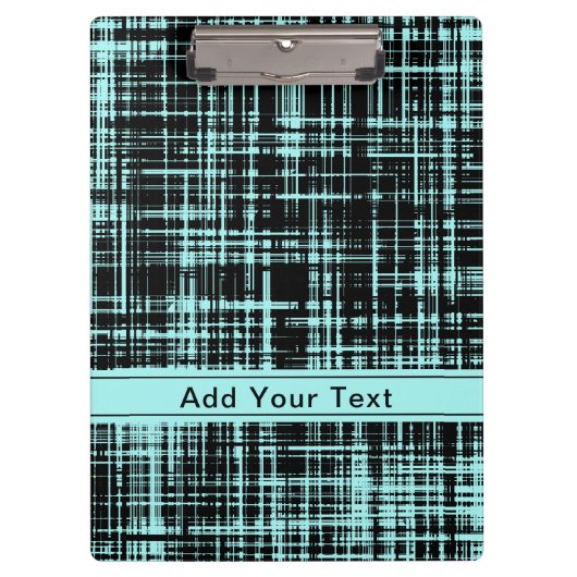 カスタムターコイズ及び黒抽象芸術パタストライプーン クリップボード (正面)