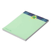 カスタムタータンチェックスプラッシュモノグラムグリーン ノートパッド (回転)