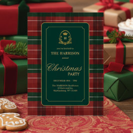 カスタムタータンチェック クリスマスパーティー招待状 シーズンカード