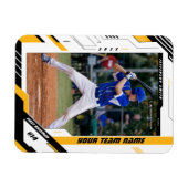 カスタムダイナミックイエローベースボール選手写真 マグネット (横)