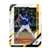 カスタムダイナミックイエローベースボール選手写真 マグネット (縦)