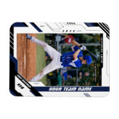 カスタムダイナミックブルーベースボール選手写真 マグネット (横)