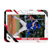 カスタムダイナミックレッド野球選手写真 マグネット (横)
