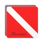 カスタムダイバーダウンSCUBAフラッグ赤と白スクエア