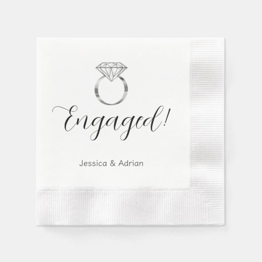 カスタムダイヤモンドリングや輪婚約パーティ 縁ありカクテルナプキン (正面)