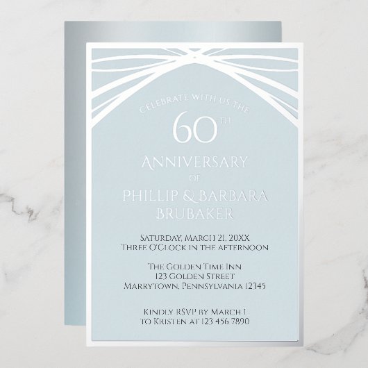 カスタムダイヤモンド60周年結婚パーティー 箔招待状 (正面/裏面)