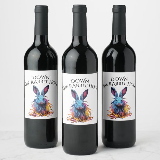 カスタムダウンザラビットホールブルーバニー ワインラベル (ボトル)