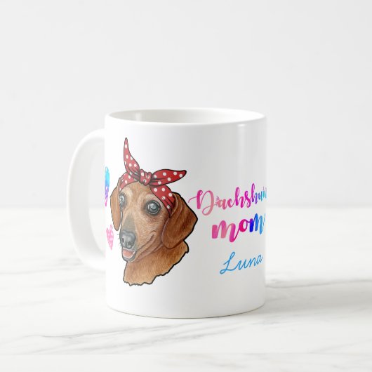 カスタムダシュント母かわいい母の日犬の恋人 コーヒーマグカップ (正面左)