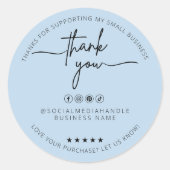 カスタムダスティブルーステッカーありがとうラベル ラウンドシール (正面)