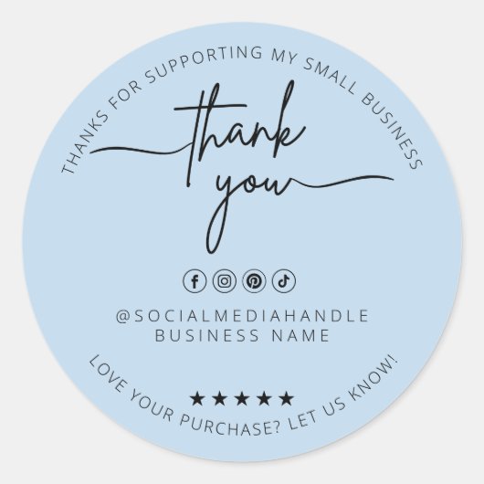 カスタムダスティブルーステッカーありがとうラベル ラウンドシール (正面)
