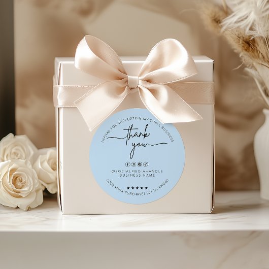 カスタムダスティブルーステッカーありがとうラベル ラウンドシール