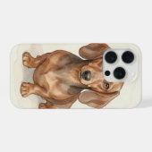 カスタムダックスフント水彩肖像画 iPhoneケース (裏面横)