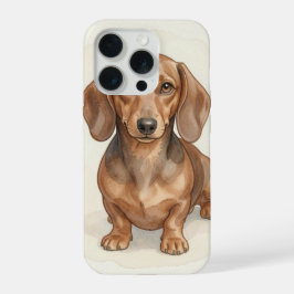 カスタムダックスフント水彩肖像画 iPhone 15 PROケース
