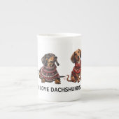 カスタムダッシュンドクリスマスフェスティバルホリデーギフト ボーンチャイナマグカップ (正面)