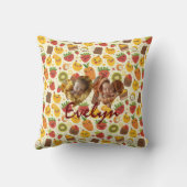 カスタムダブルハートフォトかわいいフルーツピロー クッション (裏面)