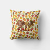 カスタムダブルハートフォトかわいいフルーツピロー クッション (正面)