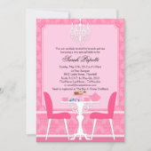 カスタムダマスクとシャンデリアブライダル茶パーティー 招待状 (正面)