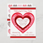 カスタムダマスクハートバレンタイン招待状 招待状 (正面/裏面)