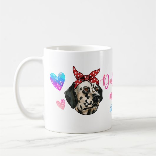 カスタムダルマの母かわいい母の日の犬の恋人 コーヒーマグカップ (左)