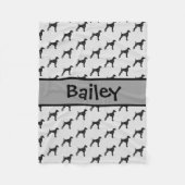 カスタムダルマティアン犬のシルエット フリースブランケット (正面)