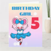 カスタムダンシングマウス 5歳の誕生日おめでとう カード (正面)