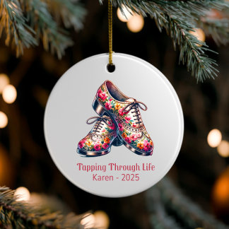 カスタムダンスオーナメント、パーソナライズされたタップシューズGif セラミックオーナメント