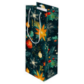 カスタムダークグリーンと金ゴールドフェスティバルバッグ ワインギフトバッグ (正面アングル)