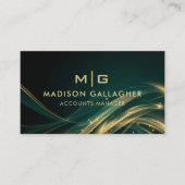 カスタムダークグリーンブラック金ゴールドグリッタープロフェッショナル 名刺 (正面)