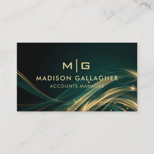 カスタムダークグリーンブラック金ゴールドグリッタープロフェッショナル 名刺 (正面)