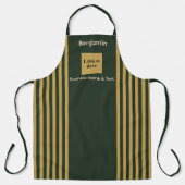 カスタムダークグリーン&金ゴールドストライプ エプロン (正面)
