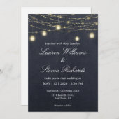 カスタムダークグレイ黒メきらめくイスンジャイルライト 招待状 (正面/裏面)