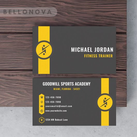 カスタムダークグレーブラックイエローアートとデザイン 名刺