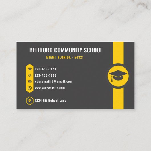 カスタムダークグレーブラックイエローカレッジプロフェッショナル 名刺 (裏面)
