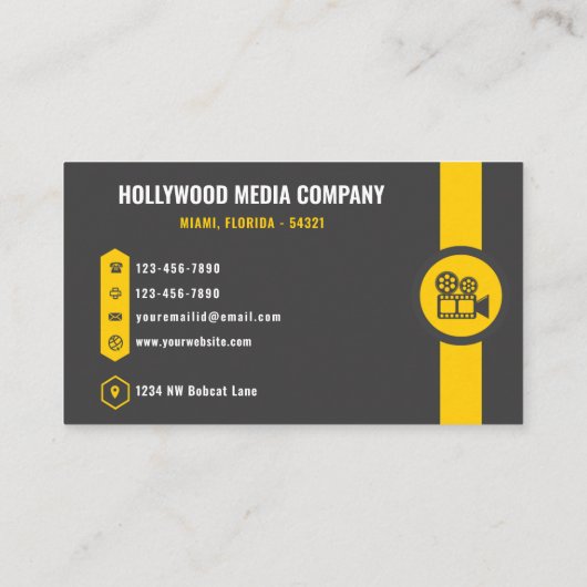 カスタムダークグレーブラックイエロークリエイティブ&メディア 名刺 (裏面)