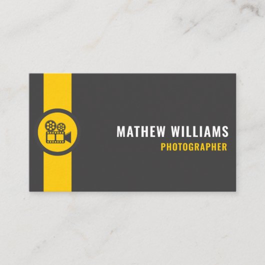 カスタムダークグレーブラックイエロークリエイティブ&メディア 名刺 (正面)