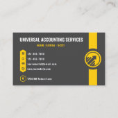 カスタムダークグレーブラックイエローファイナンスプロフェッショナル 名刺 (裏面)