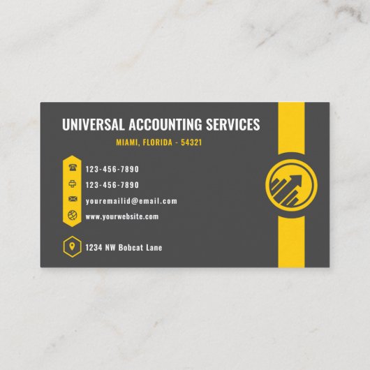 カスタムダークグレーブラックイエローファイナンスプロフェッショナル 名刺 (裏面)