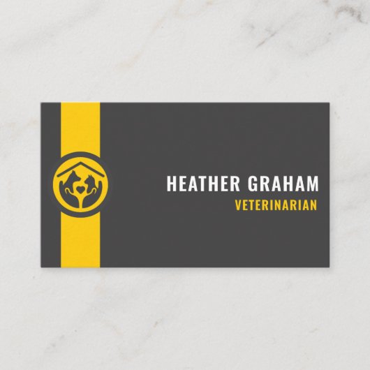 カスタムダークグレーブラックイエローペットケアサービス 名刺 (正面)