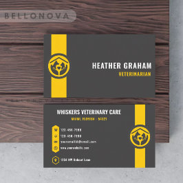カスタムダークグレーブラックイエローペットケアサービス 名刺