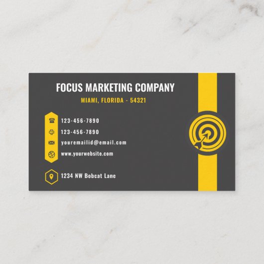 カスタムダークグレーブラックイエローマーケティング職業 名刺 (裏面)