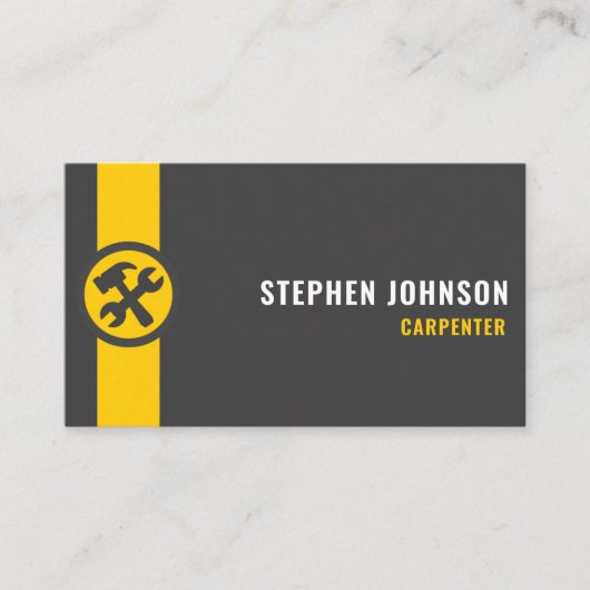 カスタムダークグレーブラックイエロー建築ワーカー 名刺 (正面)